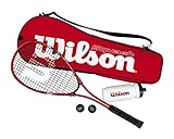 Wilson Squash-Set, Starter Squash Kit, Inkl. 1 Impact Pro 300 Schläger, 2 Bällen, 1 Wasserflasche und 1 Tasche, Rot/Schwarz, WRT913100