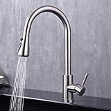 GAVAER Wasserhahn Küche,Küchenarmatur mit Ausziehbarer Brause Wasserhahn, Schwenkbar 360° Grad Drehbar, Edelstahl Spültischarmatur, Kaltem und Heißem Wasser Vorhanden, 100% Blei- und Nickelfrei
