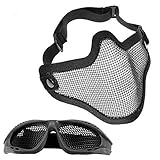 MOPOIN Paintball Maske, Airsoft Masken Softair Maske Mesh-Maske mit Softair Schutzbrille Taktische Maske Paintball Schutzbrille üBerbrille Airsoft Mesh Maske