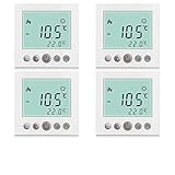 SM-PC®, 4x Set Digital Thermostat Raumthermostat Fußbodenheizung Wandheizung LED weiß #4x a31