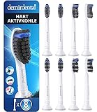 8er demirdental HX9058 | Aufsteck-Bürsten für Philips Sonicare Ersatz-Zahnbürsten mit Aktivkohle für optimale Belagentfernung | Bürsten-Köpfe | hart