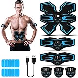 Tenswall Bauchtrainer, Bauchmuskeltrainer elektrisch, Muskelstimulator EMS Trainingsgerät mit Led-Anzeige, wiederaufladbares USB-ABS-Toner-Trainingsgerät, für Männer Frauen