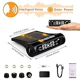 【Upgrade-Version】Reifendruckkontrollsystem Auto Wireless Reifendruck Kontrollsystem Smart Voice Prompt Solar Energy TPMS Reifendruckmesser mit 4 Sensoren LCD Display Temperatur Anzeige.