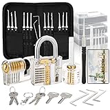 Dietrich Set, 30 Stück Lock Picking Set mit 3 Transparenttem Vorhängeschloss Dietrichen Kit für Anfänger und Professionelle Lockpicker