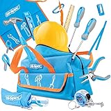 Hi-Spec 18-teiliges Kinder-Werkzeugset mit echten Handwerkzeugen, einschließlich Sicherheitbrille und Spielzeughelm – Alles in Einer praktischen Aufbewahrungstasche