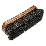 Langlauf Schuhbedarf Premium Rosshaar Schuhputzbürste Polierbürste Glanzbürste dunkel lackiert ergonimischer Griff (schwarz)
