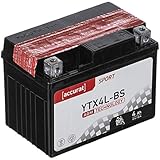 Accurat Motorradbatterie YTX4L-BS 4Ah 55A 12V AGM Roller Starterbatterie Erstausrüsterqualität rüttelfest leistungsstark wartungsfrei