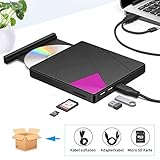 Externes CD DVD Laufwerk, Cocopa Tragbarer Typ-C USB 3.0 Slim CD DVD RW Brenner SD Karte Reader Super Laufwerk Hohe Datenübertragung für Laptop, Desktop Mac, iOS, Windows 10/8/7 / XP/Linux