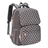 JESWO Baby Wickelrucksack, Wickeltasche mit Wickelunterlage und Handtuch, Wasserdicht Oxford Multifunktional Große Kapazität Wickeltasche Rucksack- Grau