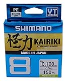 SHIMANO Kairiki 8, 150 Meter, Mantis Grün, 0.200mm/17.1kg, 8fach Geflochtene Angelschnur, 59WPLA58R05