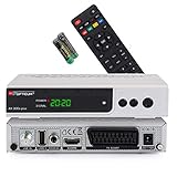 RED OPTICUM AX 300 Plus Sat Receiver mit PVR I Digitaler Satelliten-Receiver HD 1080p - HDMI - SCART - USB - Coaxial Audio I 12V Netzteil ideal für Camping I Receiver für Satellitenschüssel Silber