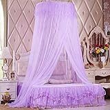 Moskitonetz Runde Fliegennetz Prinzessin Spitze Mückennetz Insektennetz Betthimmel für 1m-1.8m Einzel-/ Doppelbetten Indoor Outdoor Reisen Lila