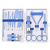 Pixnor 18Pcs Nagelknipser Set Pediküre Kit Nagelschere Cutter Ohrpickel Pinzette Nase Haarschere Augenbrauenschere Professionelles Pflegeset