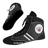 FOX-FIGHT Sambo Schuhe „Quality Suede“ Leder Ringer- Wrestling Schuhe Mattenschuhe schwarz - blau – rot (schwarz, 36)