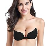 Deceny CB Klebe BH Trägerloser BH Push up BHS für Frauen Unsichtbarer BH Klebe Backless BH (A, Schwarz)