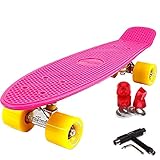 FunTomia Mini-Board 57cm Skateboard mit oder ohne LED Leuchtrollen inkl. Aluminium Truck und Mach1 ABEC-11 Kugellager