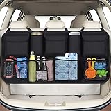 phixilin Kofferraum Organizer Auto, Upgrade Auto Aufbewahrungstasche mit 9 Taschen Klett Befestigung Wasserdichten Oxford-Tuch Kofferraumtasche Auto für SUV/MVP, Schwarz (106x52cm)