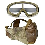 Fansport Paintball Maske, Airsoft Masken Softair Maske Mesh-Maske Airsoft Paintball Maske Schutzbrille Airsoft Taktische Maske Paintball Schutzbrille Klar Stahl Maske üBerbrille Airsoft Mesh Maske