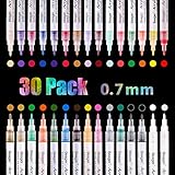 Beager Acrylstifte Marker Stifte, 30 Farben 0.7mm Feine Spitze Acrylfarben stifte Wasserfeste Marker für Stein Metall Papier Glas Holz Kunststoff Keramik Leder DIY Fotoalbum Acrylfarben Marker Set