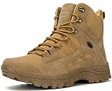 Ansbowey Stiefel Herren Wanderschuhe Damen Army Combat Boots mit YKK-Zipper Verschleißfest rutschfeste Outdoor Trekkingschuhe Militär & Einsatzstiefel Braun 37EU