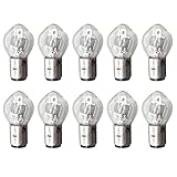 AISEN 10x Glühlampe Birnen Lampe B35 BA20D 12V 35 / 35W für Motorradroller Roller Motorrad ATV Zweirad