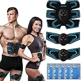 zociko Bauchmuskeltrainer EMS Trainingsgerät Muskelstimulation für Bauch Arme Taille Beine Hüften, EMS Muskelstimulator mit 10PC Gel Pad Hilfe beim Abnehmen, Muskelaufbau und Figurformung