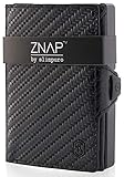 ZNAP Kreditkartenetui mit Geldklammer Aluminium und Münzfach - RFID Schutz - Slim Wallet Carbon - Kartenetui, Kreditkarten Etuis, Geldbörse - bis 12 Karten - Geld Clip von SLIMPURO