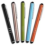 MobiLinyi 5 Stück Premium Eingabestift Touchstift Stylus Pen für Apple iPhone ipad Air Pro Samsung Galaxy Huawei P7 P8 P9 P10 und alle Tablets Smartphones, Farbe: schwarz Gold grün blau orange