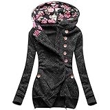 Higlles Damen Winter Jacke Parka Mantel Winterjacke warm gefüttert Reißverschluss Sweatshirt Langarm Hoodie Mantel Casual Kapuzenpullover Winterjacke Outdoor Patchwork Outwear