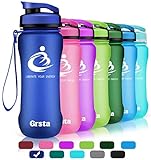 Grsta Sport Trinkflasche Wasserflasche Auslaufsicher, Eco Friendly BPA Frei Tritan Kunststoff Flaschen mit Frucht Filter, Sporttrinkflasche für Kinder, Gym, Yoga, Laufen, Camping, Büro