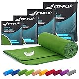 Fit-Flip Mikrofaser Handtuch Set – 15 Farben, 6 Größen – Ultra leicht, kompakt & schnelltrocknend – das perfekte Sporthandtuch, Strandhandtuch und Reisehandtuch (100x200cm - Dunkel Grün)