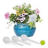 Relaxdays Bewässerungskugel Knospe im 4er Set, dosierte Bewässerung, Gießhilfe Büro, Urlaub, Ø 8 cm, Kunststoff, weiß, PP, 27 x 8 x 8 cm