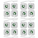 TESMED 16 hochwertige Elektroden, 50 x 50 mm, universal, passend für alle Marken von Elektrostimulatoren mit 2 mm Steckerkabeln, waschbar, kein Gel erforderlich