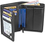 TRAVANDO Geldbeutel Männer Chicago RFID Geldbörse Herren schwarz Portemonnaie Portmonaise Geldtasche groß Brieftasche Hochformat Herrengeldbeutel Herrenbörse Herrengeldbörse Portmonee Geschenk Wallet