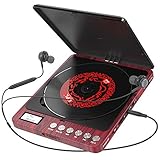 Tragbarer CD Player, Persönlicher Wiederaufladbar MP3 CD Player mit Doppelte 3.5mm Kopfhörern Buchse Disc Walkman mit stoßfester Schutz Für zu Hause, im Auto & Reisen (Red)