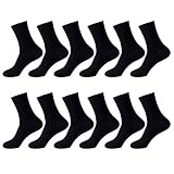 L&K-II 12 Paar Damen/Herren Socken Schwarz Business Freizeit Baumwolle P92216 39-42