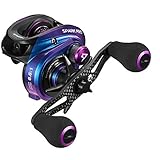 Piscifun Spark Pro Baitcast-Rolle – Niedriges Profil 6,6:1 Baitcaster Angelrolle, super kompakte 7,5 kg Kohlefaser-Zug, 11 + 1 abgeschirmtes Kugellager, magnetisches Bremssystem (linkshänder)