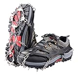 TRIWONDER Ice Snow Griff über Schuh/Stiefel Traktion Keil Gummi Spikes Gleitschutz Schuhe Traktion rutschfeste Spikes Steigeisen, schwarz … (Schwarz, L (W 8,5-11,5 / M 7-10))