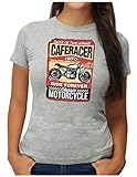 OM3® Classic-Motorcycle T-Shirt | Damen | Retro Motorbike Engine Motor Block | S, Grau Meliert