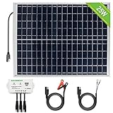 ECO-WORTHY 25 Watt 12 Volt netzunabhängiges Solarpanel Kit: wasserdichtes 25W Solarpanel + Batterieclip-Kabel mit Isolierhülle + USB-Laderegler für Handy Auto Wohnmobil Camping im Freien