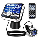 Clydek FM Transmitter Auto, Bluetooth 5.0 Wireless Autoradio-Adapter mit QC3.0 & 5V / 2.4A Dual Charging Port, Einfach an der Entlüftung zu befestigen, Freisprecheinrichtung, Musikspieler
