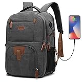 Srotek 17,3 Zoll Laptop Rucksack Schulrucksack Canvas Laptoprucksack Business Backpack Daypack Reiserucksack mit USB-Ladeanschluss Große Kapazität für Laptop/Notebook