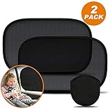 MOBIUSPHY Sonnenschutz Auto Baby mit UV Schutz Selbsthaftende Sonnenblende Kinder Autosonnenblende Autofenster Sonnenschutzrollos Heckscheibe Schwarz fürs Auto 2er