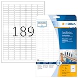 HERMA 10900 Power Etiketten DIN A4 klein (25,4 x 10 mm, 25 Blatt, Papier, matt) selbstklebend, bedruckbar, extrem stark haftende Universal Etiketten, 4.725 Klebeetiketten, weiß