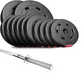 Hop-Sport Hantelset 69 kg Langhantel-Stange Hantelcheiben 2x10kg + 6x5kg + 4x2,5kg