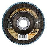 RHODIUS INOX Fächerschleifscheiben LSZ F3 Made in Germany Ø 125 mm K40 für Winkelschleifer Schleifmopteller 5 Stück