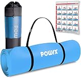 POWRX Gymnastikmatte Premium inkl. Trageband + Tasche + Übungsposter GRATIS I Hautfreundliche Fitnessmatte Phthalatfrei 190 x 60, 80 oder 100 x 1.5 cm I versch. Farben Yogamatte (Blau, 190 x 100 x 1.5 cm)
