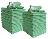 Discounted Cleaning Supplies Mikrofasertücher - 20 Tücher - Grün 40cm x 40cm - Gelb - Für Reinigung Von Autos, Booten, Küchen, Badezimmer, Spiegel