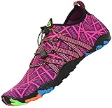 SAGUARO Badeschuhe Damen Wasserschuhe Slip On Schwimmschuhe Strandschuhe Aquaschuhe Barfuss Schuhe Wassersportschuhe Frauen,Stil 2:Rosa 39 EU