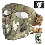 ATAIRSOFT Taktische Schutzmaske mit Totenkopf-Motiv, verstellbar, für Airsoft, Paintball, Cosplay, Kostüm, Party, Hockey (MC)